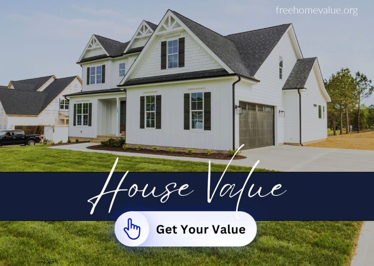 Modern 2 story house in seattle area promoting free house valuation services